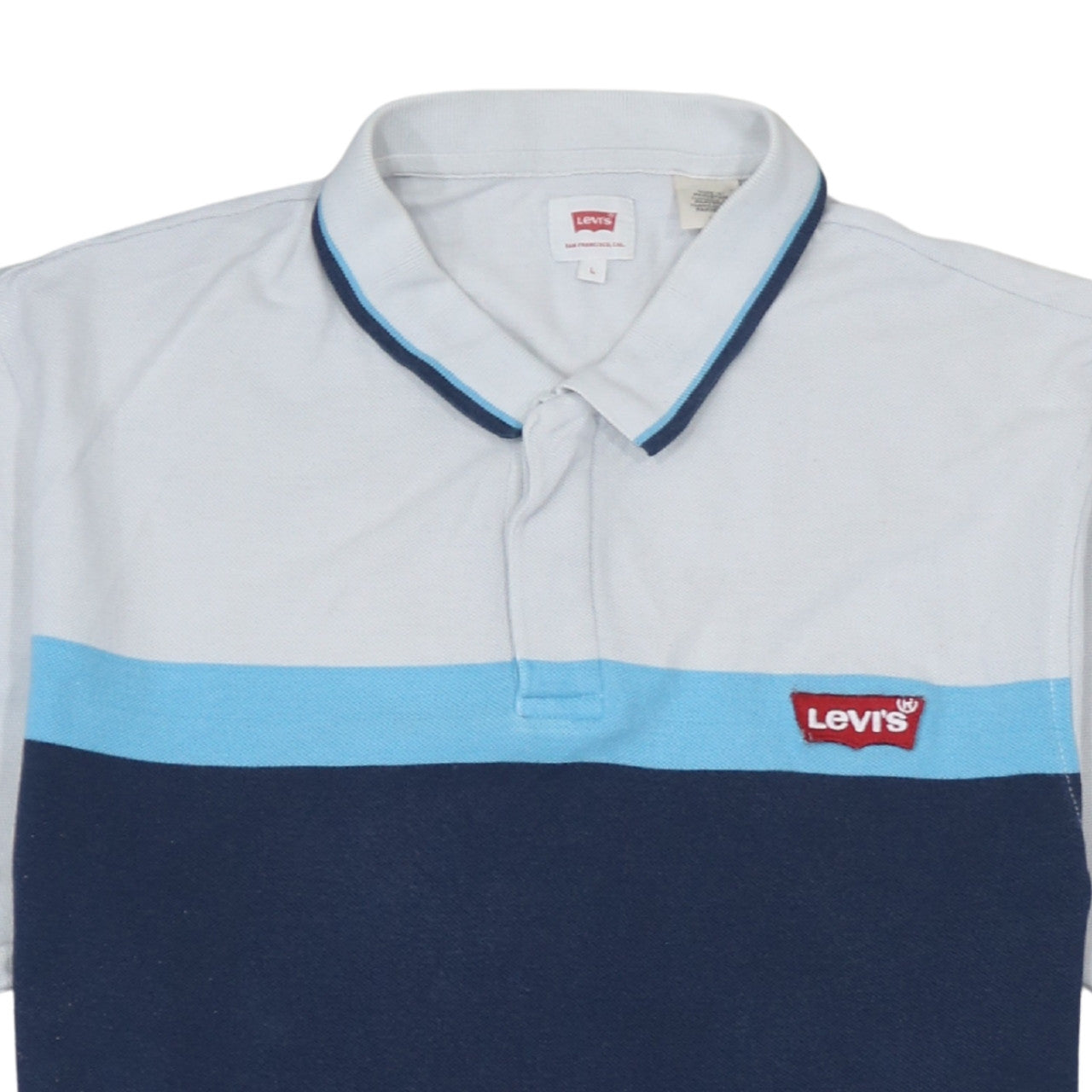 Levi's Men's Blue Colourblock Cotton Polo Shirt Size L