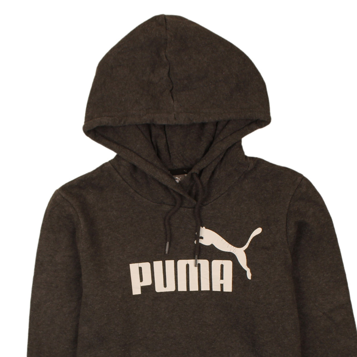 Puma Womens Black Pullover Hoodie Size 12 Hooded Sweatshirt Logo Print