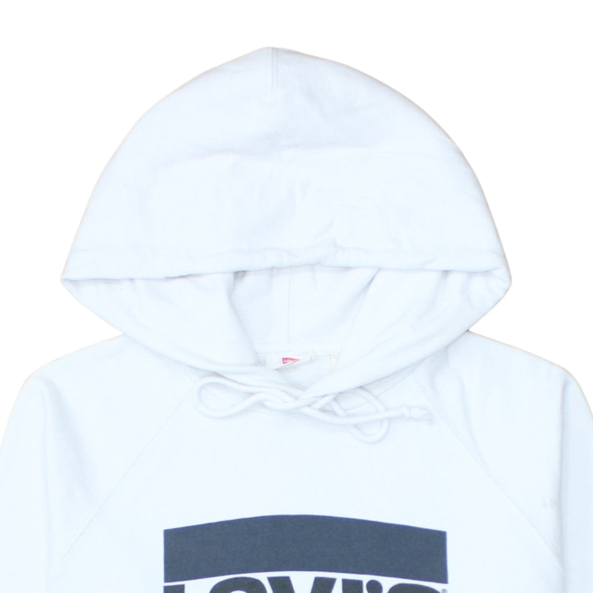 Levi's Mens White Pullover Hoodie Small Regular Fit Logo Fleece