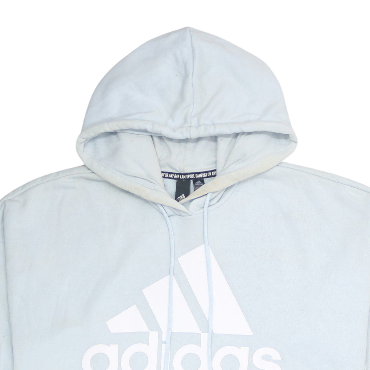Adidas Womens Light Blue Pullover Hoodie Size L Logo Sportswear