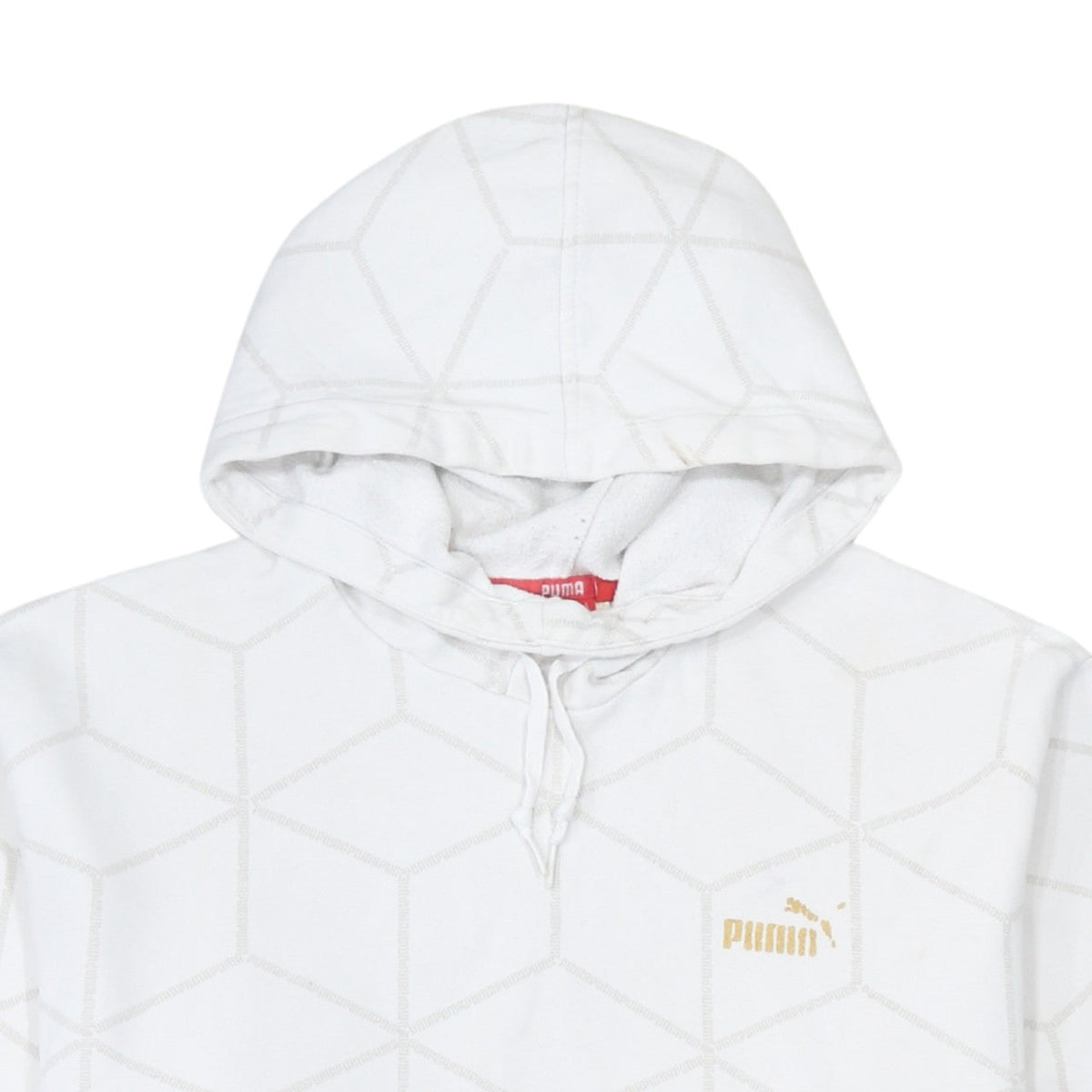 Puma Men's White Geometric Pullover Hoodie Size L