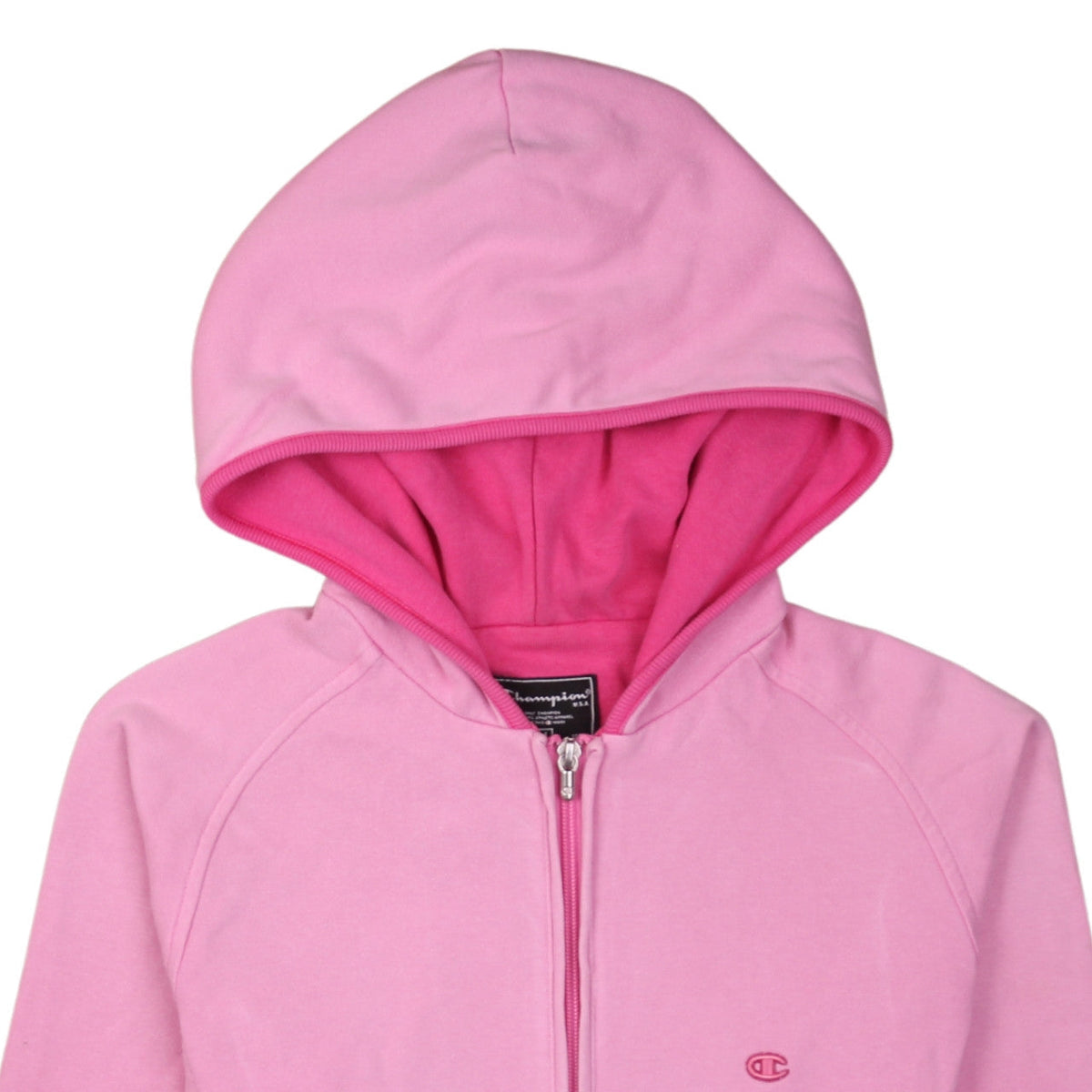 Champion Women Pink Full Zip Hoodie M Cotton Blend Casual