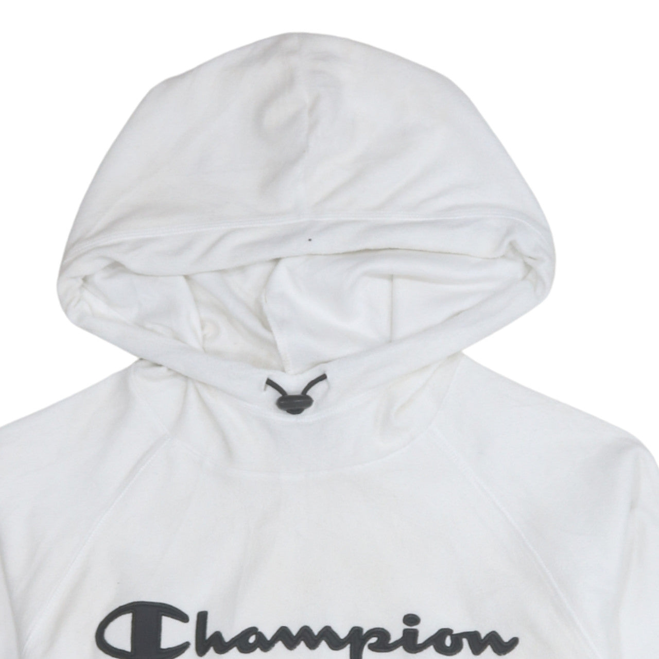 Champion Women White Medium Pullover Hoodie with Logo Print