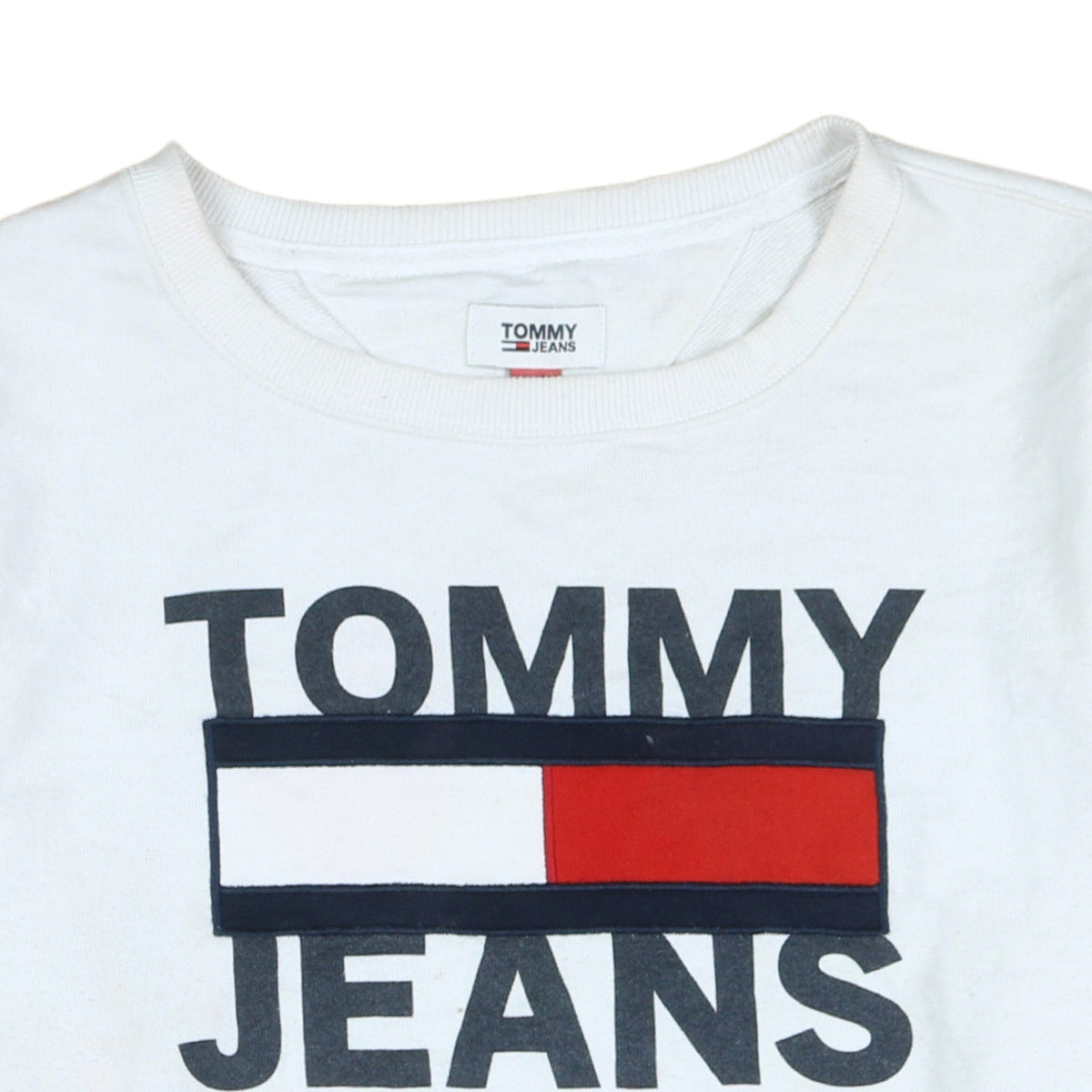 Tommy Jeans Men's White Logo Pullover Sweatshirt Size S