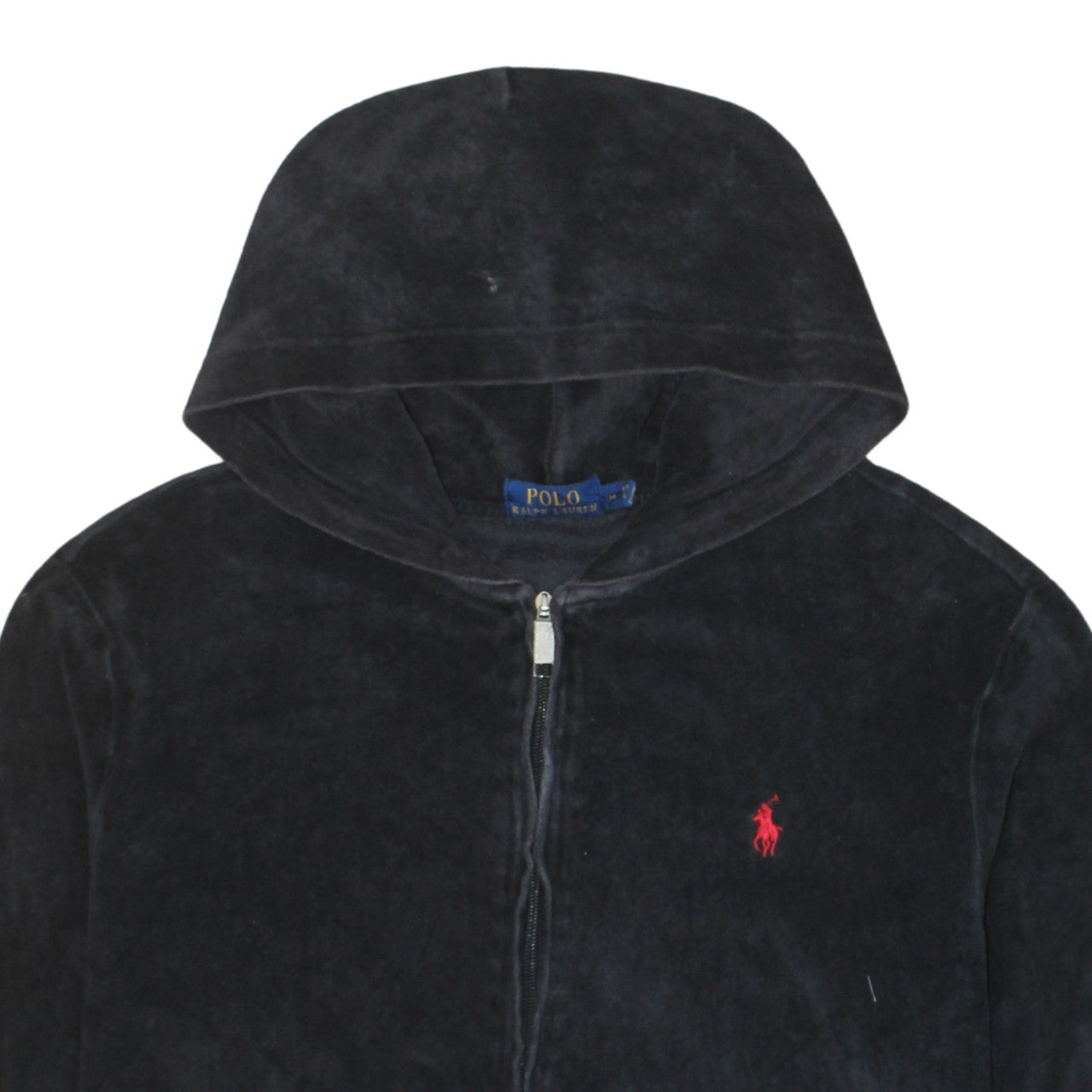 Ralph Lauren Men's Black Full Zip Velour Hoodie Medium