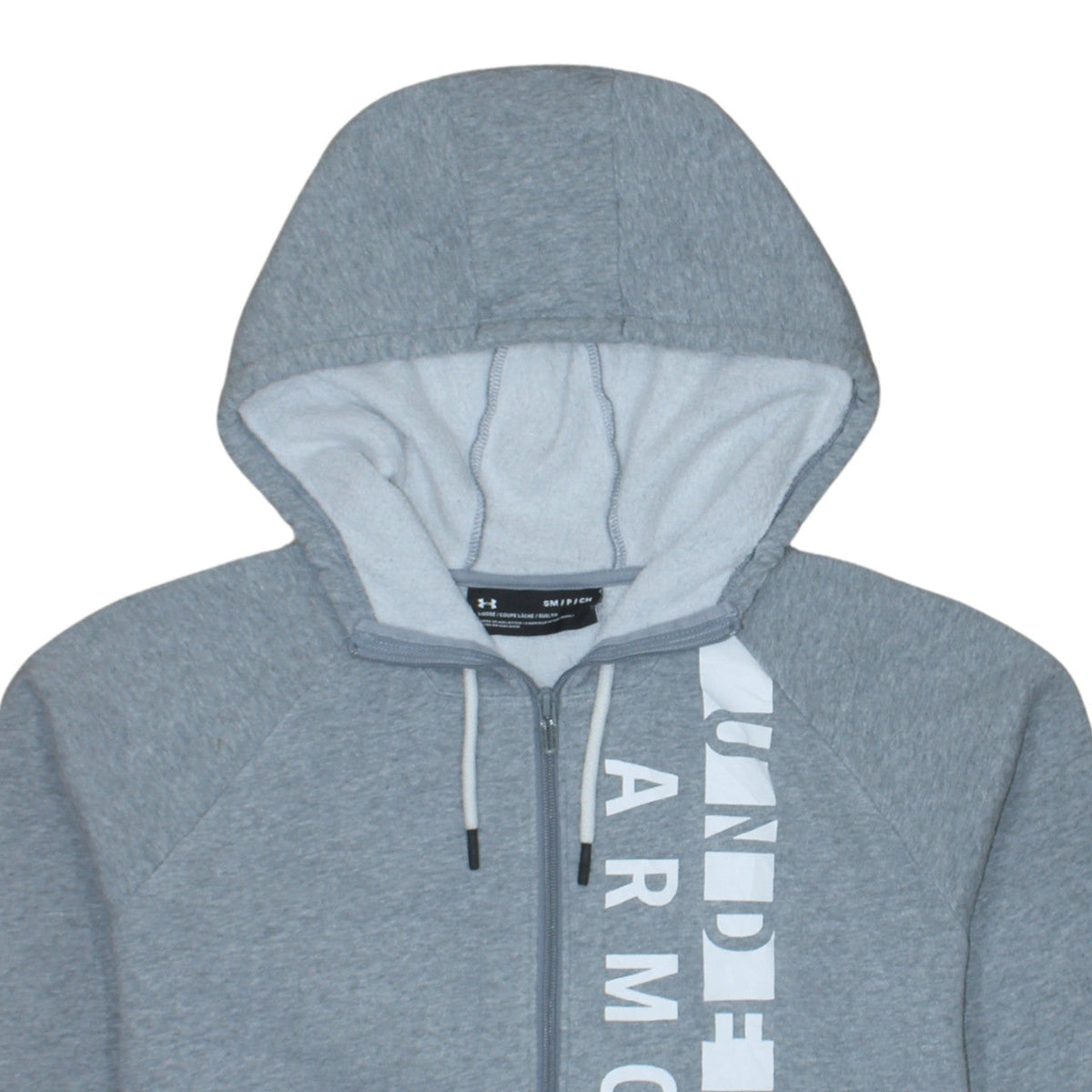 Under Armour Women's Grey Full Zip Hoodie Small Loose Fit Cotton Blend