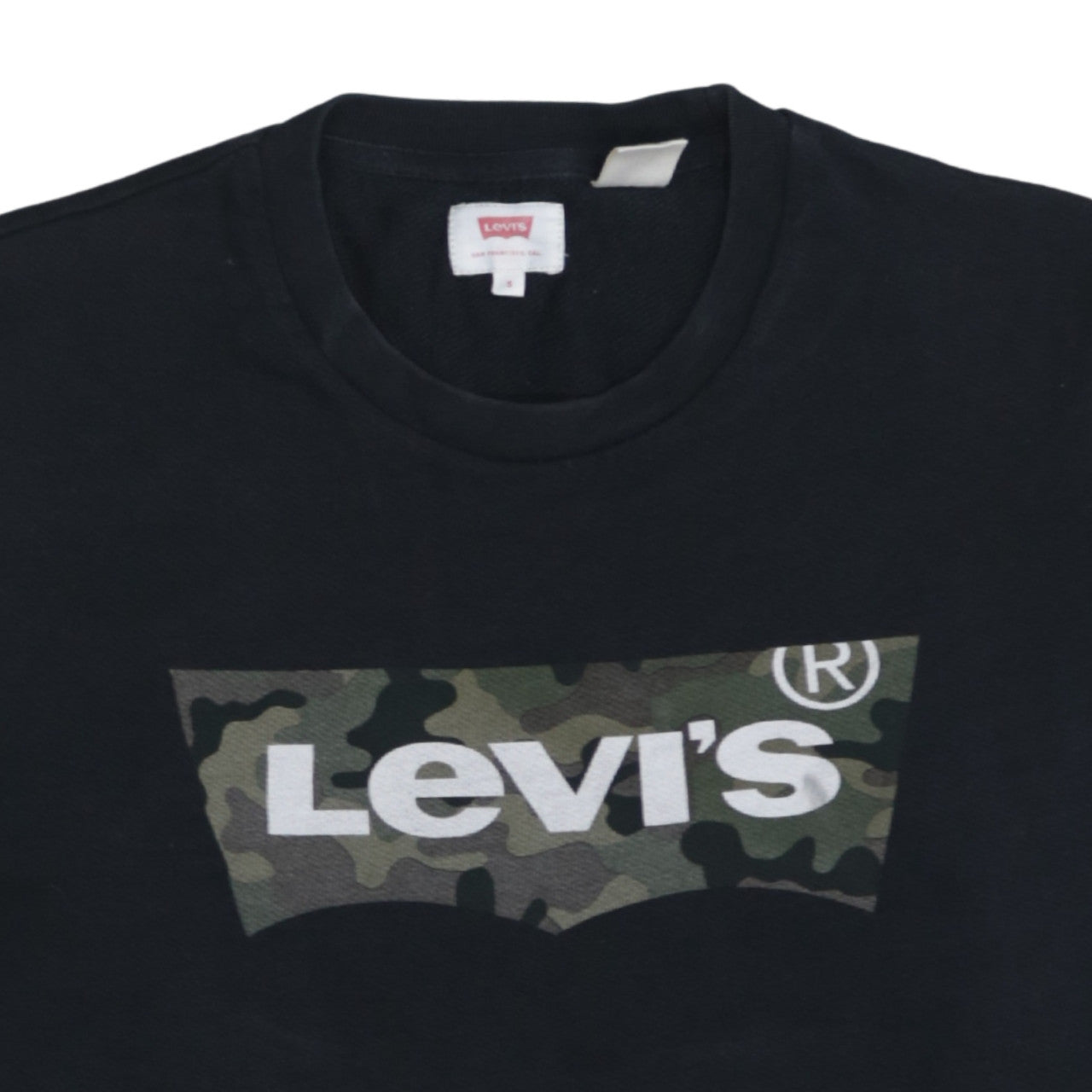 Levi's Men's Black Camouflage Logo Crew Neck Sweatshirt S
