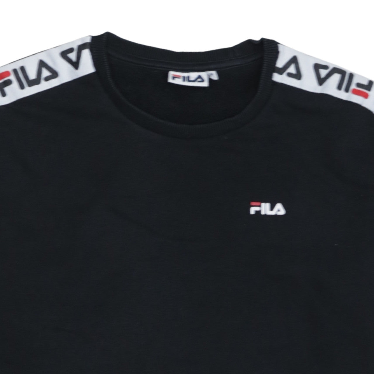 FILA Womens Black Logo Tape Crew Neck Sweatshirt Size M