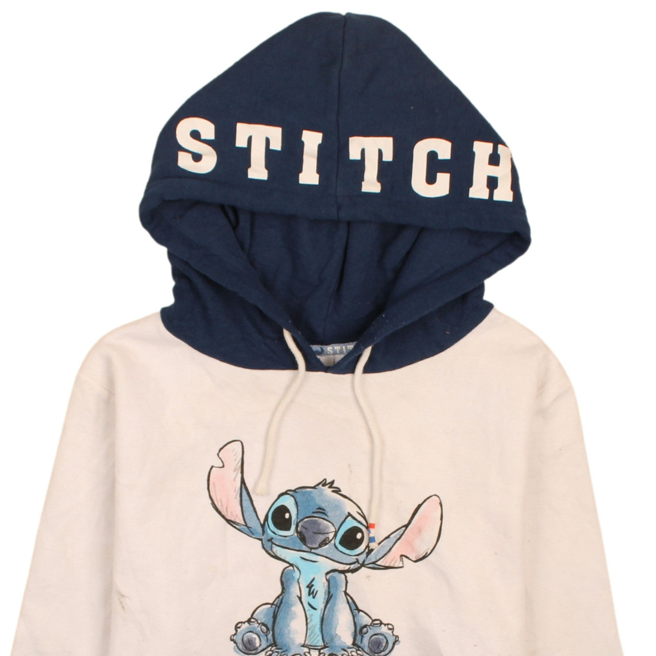 Disney Womens Blue & White Stitch Hoodie Size S Pullover