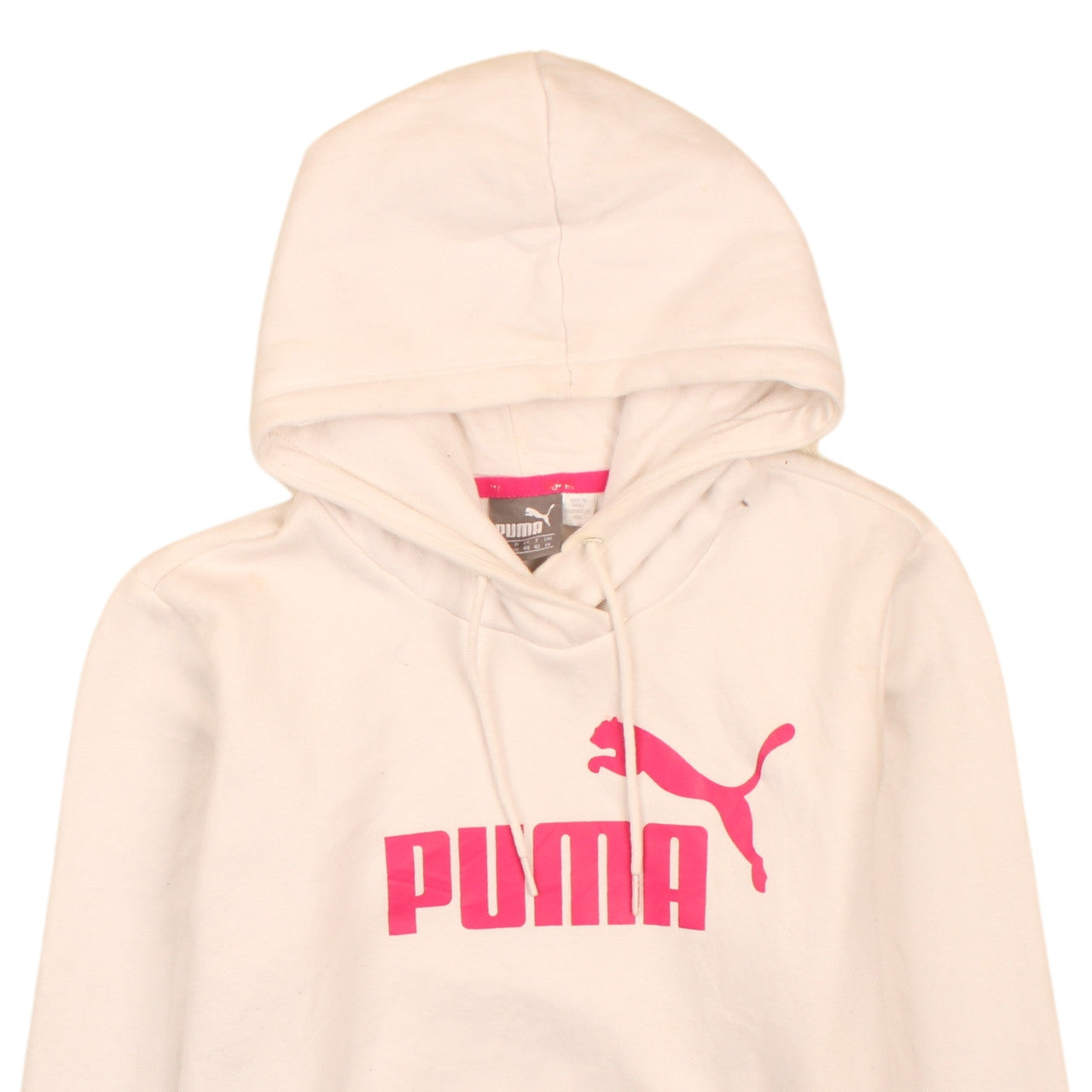 Puma Womens Ivory Pink Logo Pullover Hoodie Size 14