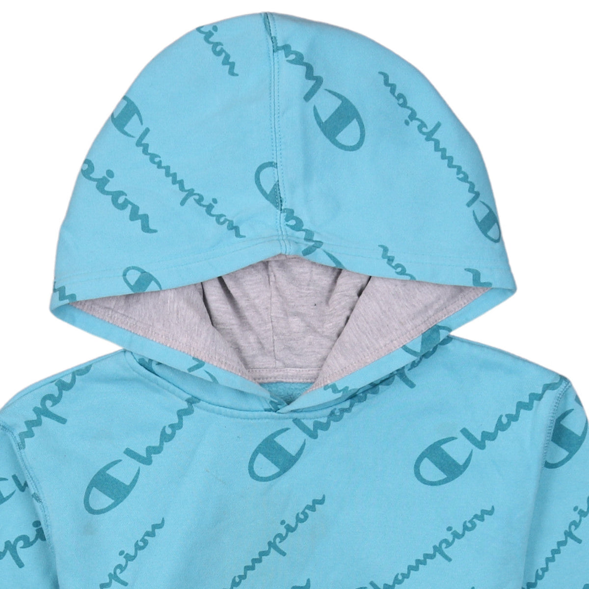 Champion Womens Blue Pullover Hoodie XL Graphic Print Cotton Blend