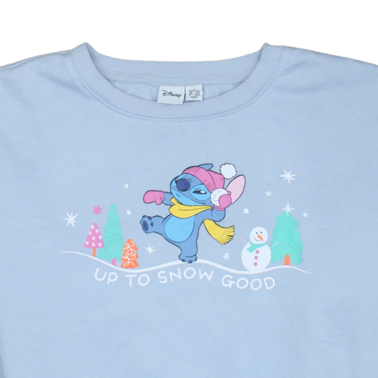 Disney Primark Women Blue Stitch Up To Snow Good Sweatshirt L