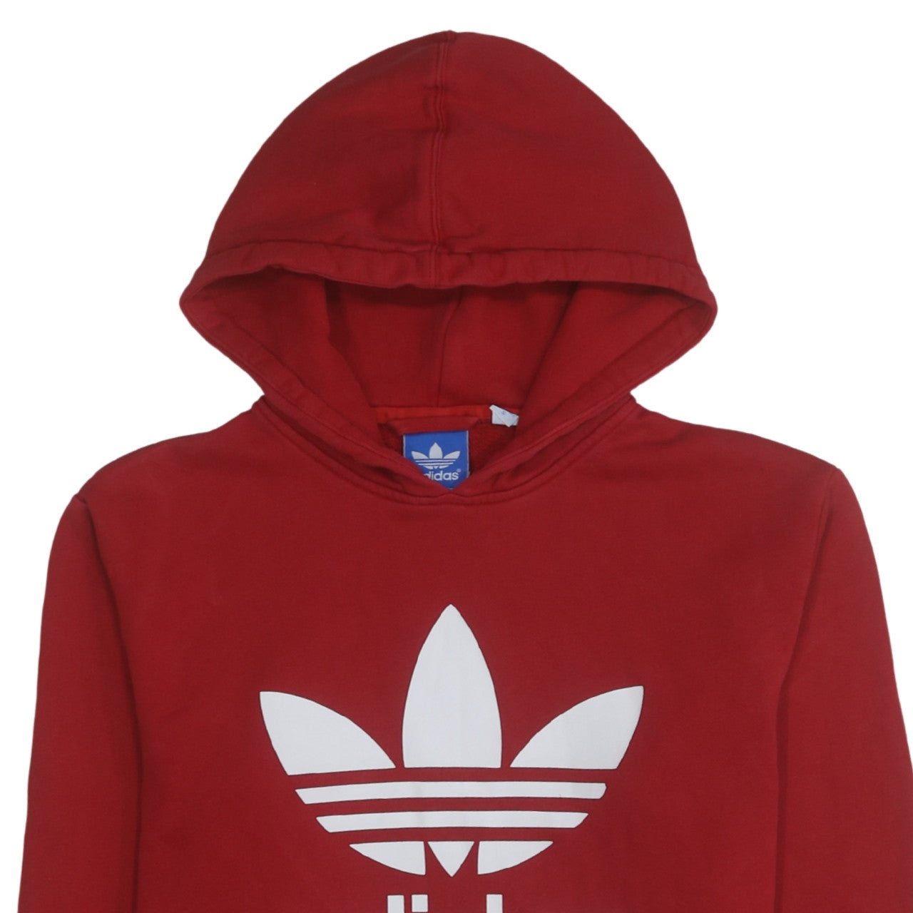 Adidas Men's Red Pullover Hoodie Small Logo Fleece Sweatshirt