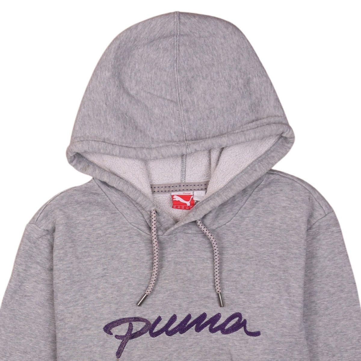 Puma Women Grey Hooded Pullover Sweatshirt UK 16 Embroidered Logo