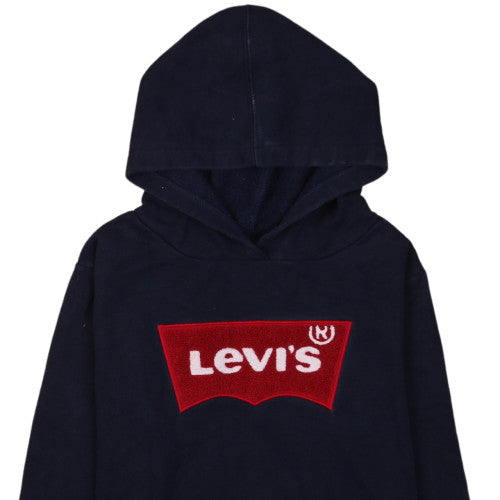 Levi's Boys Navy Blue Pullover Hoodie Age 14-16 Logo Graphic Hooded Sweatshirt