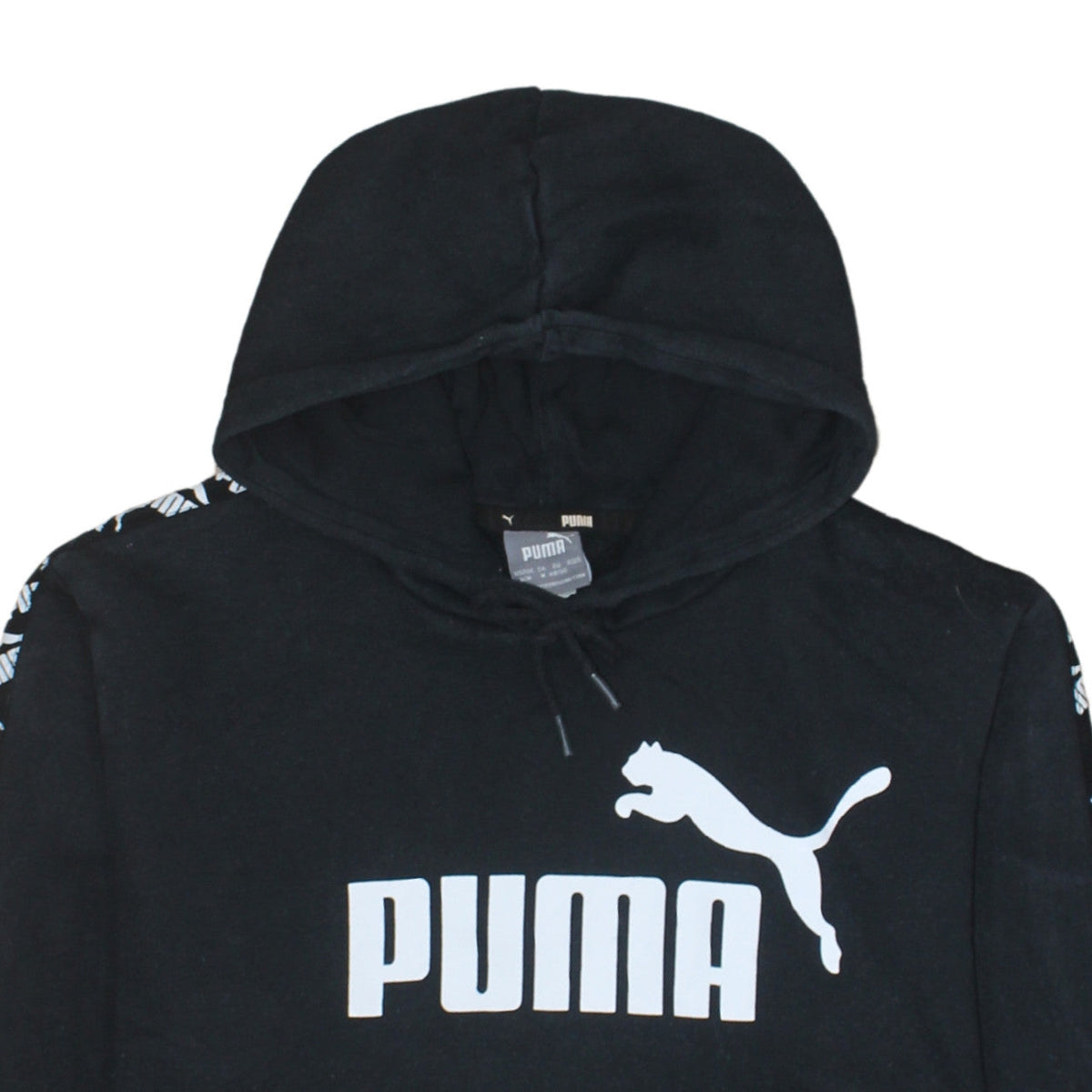 Puma Men's Black Pullover Hoodie M Logo Graphic Sportswear