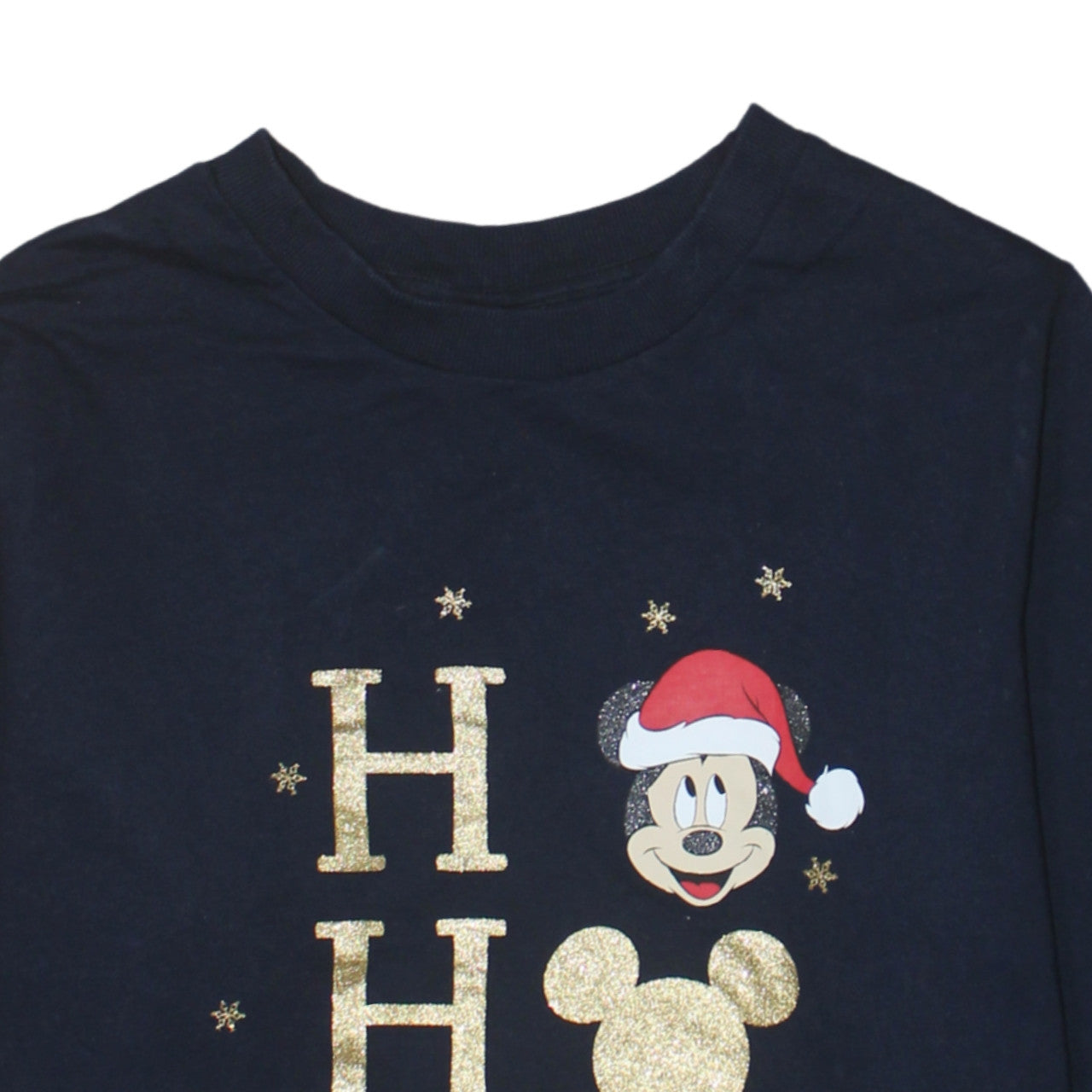Disney Tu Women Navy Blue Christmas Mickey Mouse Glitter Sweatshirt Size 16