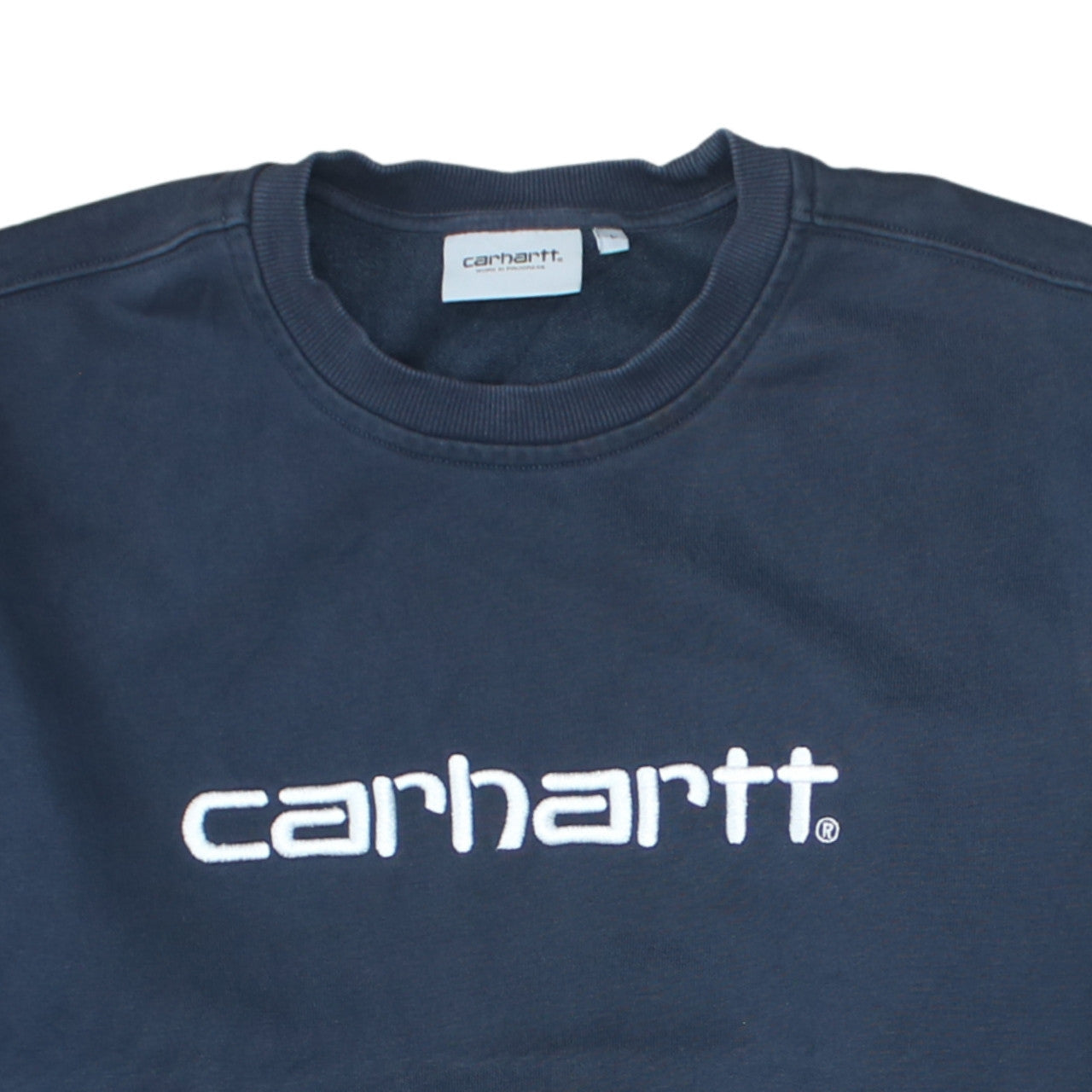 Carhartt Men Blue L Pullover Logo Sweatshirt Crew Neck