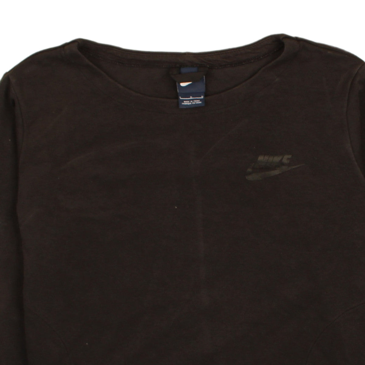 Nike Womens Black Pullover Sweatshirt L Logo Drawstring Hem
