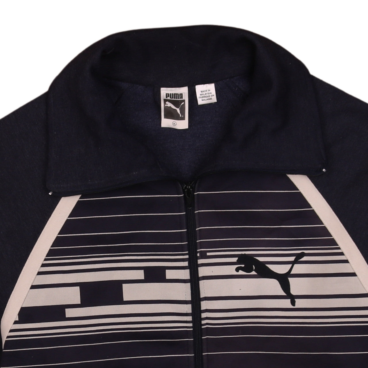 Puma Mens Blue XL Track Jacket Full Zip Striped Sportswear