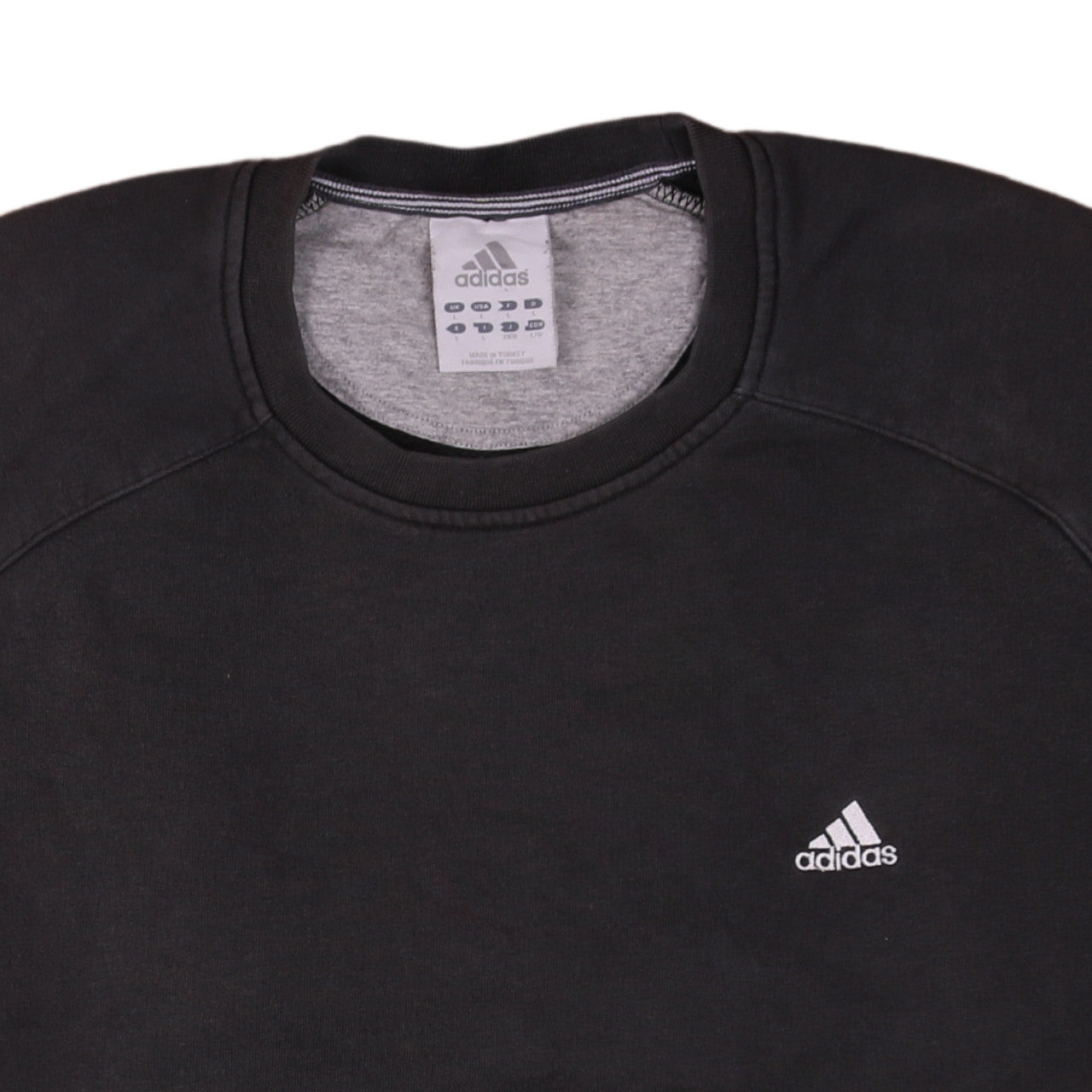 Adidas Men's Black Crew Neck Pullover Sweatshirt L Cotton Blend