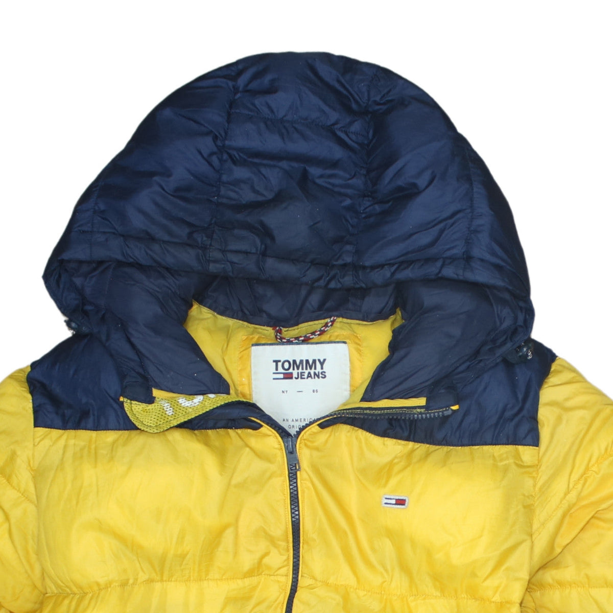 Tommy Jeans Men's Yellow XL Hooded Puffer Jacket Winter