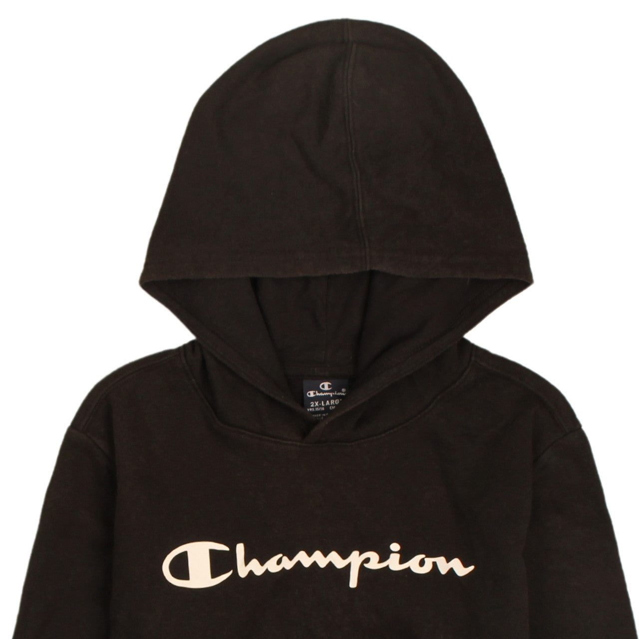 Champion Boys Black 2XL Pullover Hoodie with Logo Print