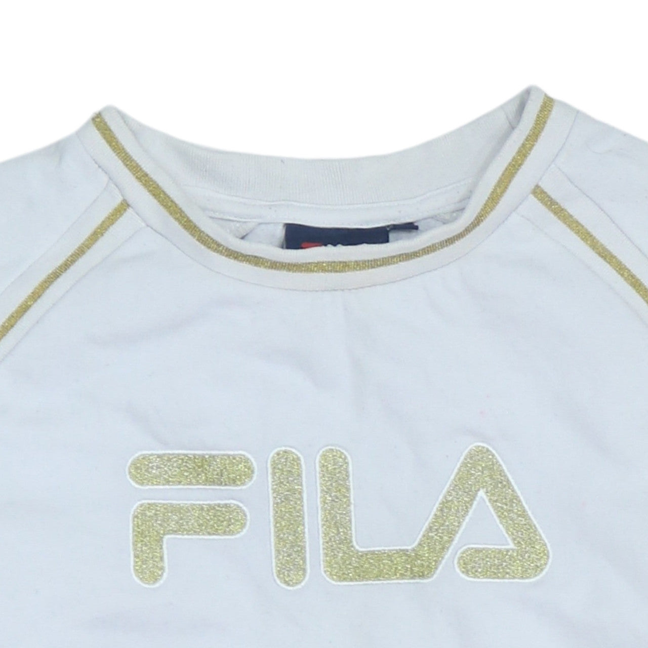Fila Womens White Gold Logo Crew Neck Pullover Sweatshirt S