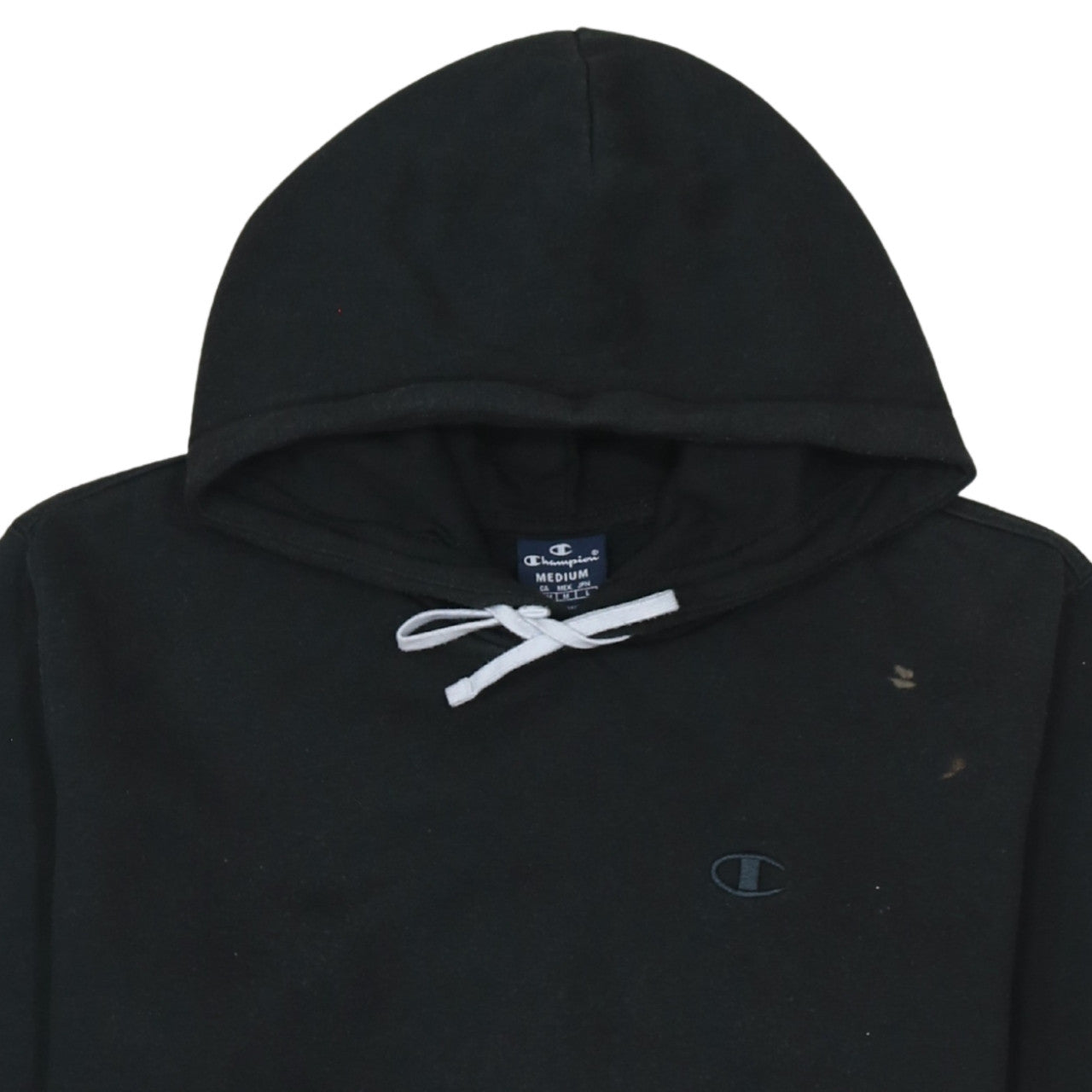 Champion Men Black Pullover Hoodie Medium Regular Fit Fleece