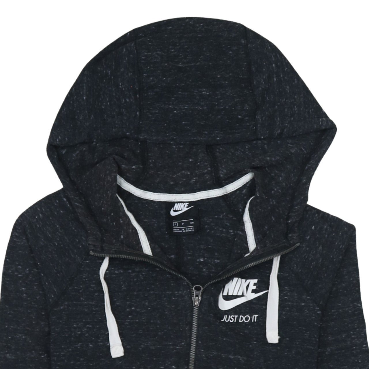 Nike Women's Black Full Zip Hoodie Small Cotton Blend Just Do It