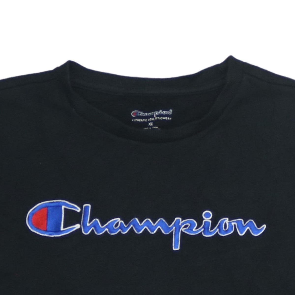 Champion Women's Black Pullover Sweatshirt XL Logo Crew Neck