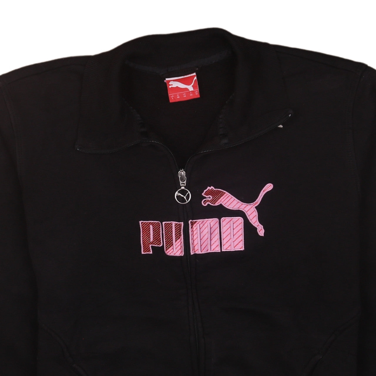 Puma Womens Black Track Jacket Size 14 Full Zip Cotton Blend