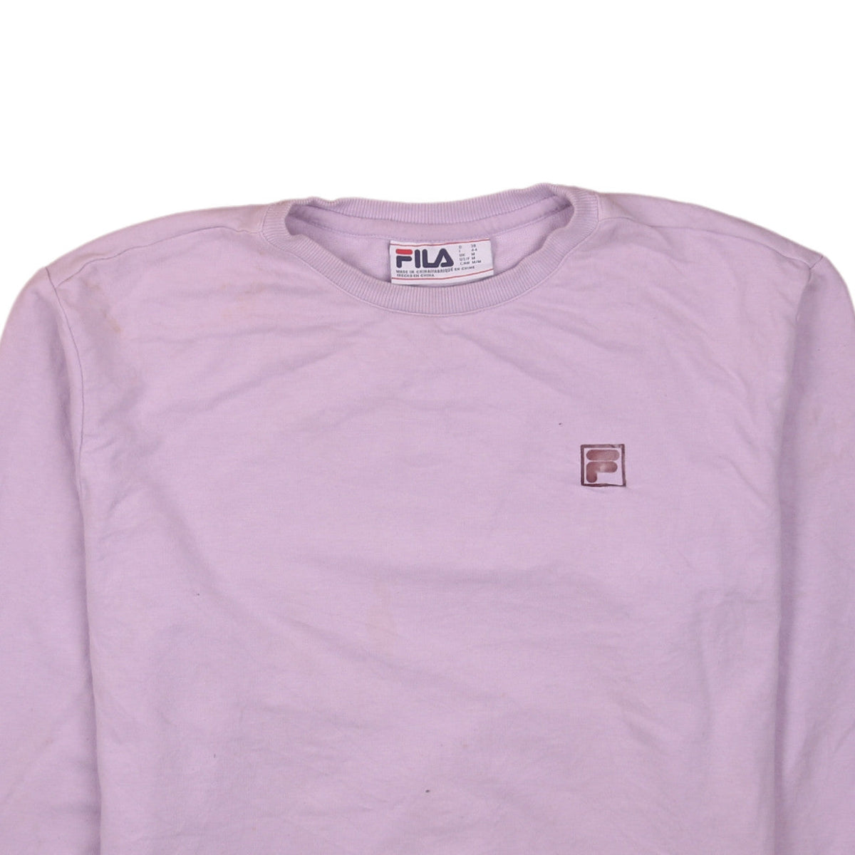 Fila Women Pink Pullover Sweatshirt M Crew Neck Cotton Logo