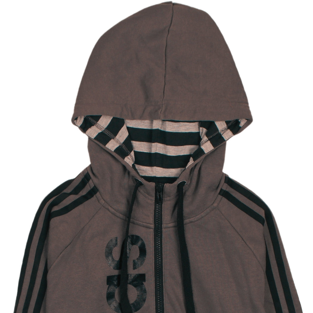 adidas Womens Brown Hoodie Size M Climailte Cotton 1/2 Zip Casual Sportswear