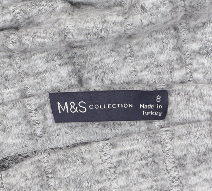 Marks and Spencer Womens Grey Roll Neck Ribbed Knit Jumper Size 8