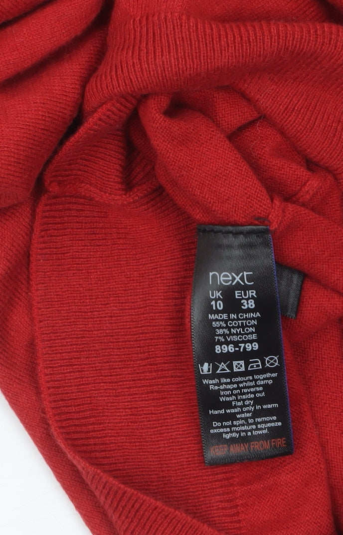 Next Women Red Embellished Crew Neck Long Sleeve Jumper Size 10