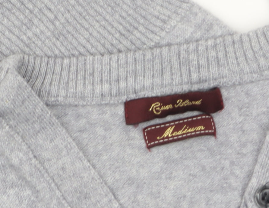 River Island Men’s Grey Merino Wool Blend V-Neck Jumper M