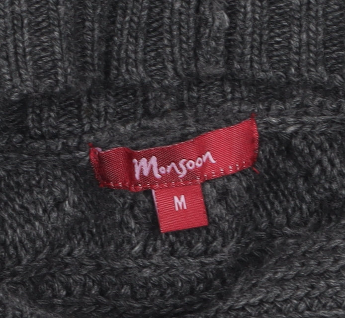Monsoon Women's Grey Cable Knit Long Cardigan M