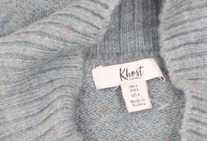 Khost Clothing Women’s Blue Star Roll Neck Relaxed Jumper Size L