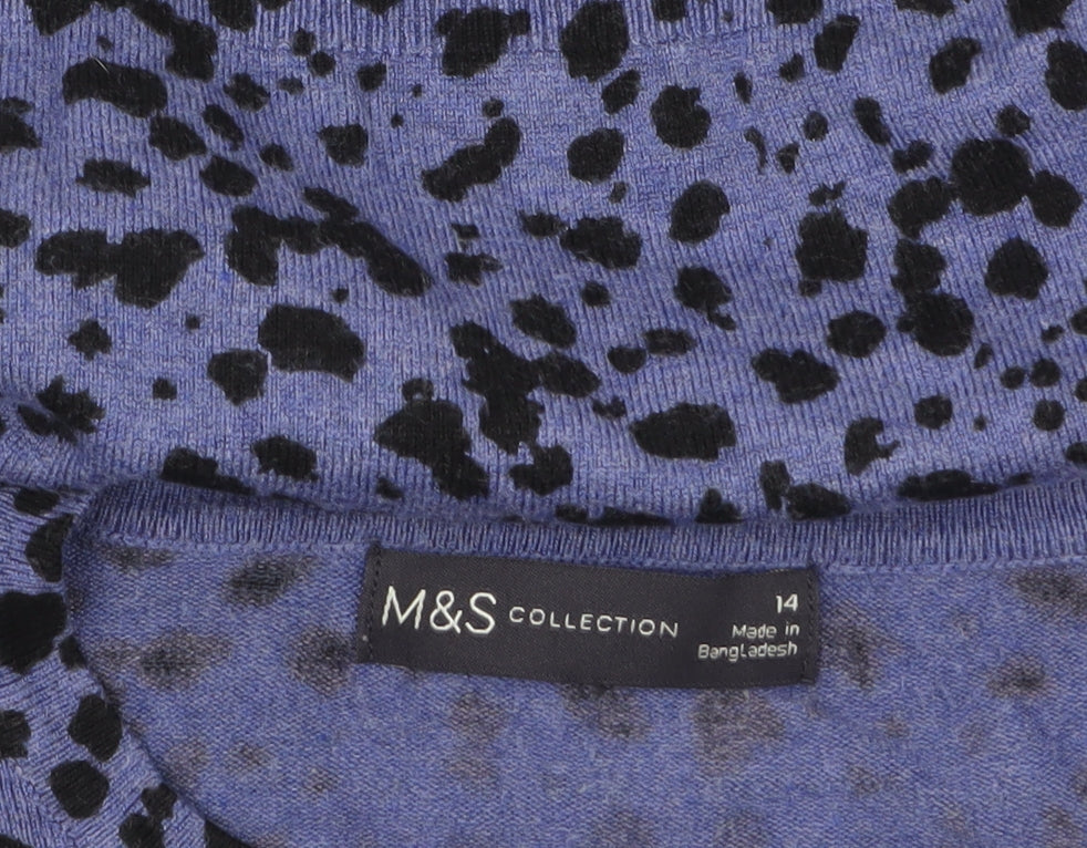 Marks & Spencer Women Purple Black Animal Print Jumper Size 14