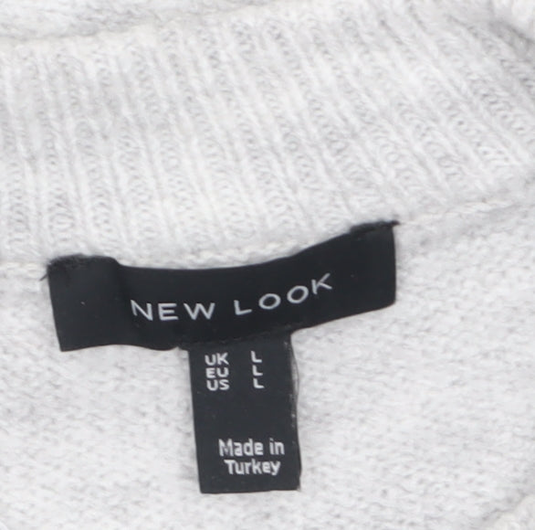 New Look Women Grey NYC Pullover Jumper Size L Crew Neck Soft Knit