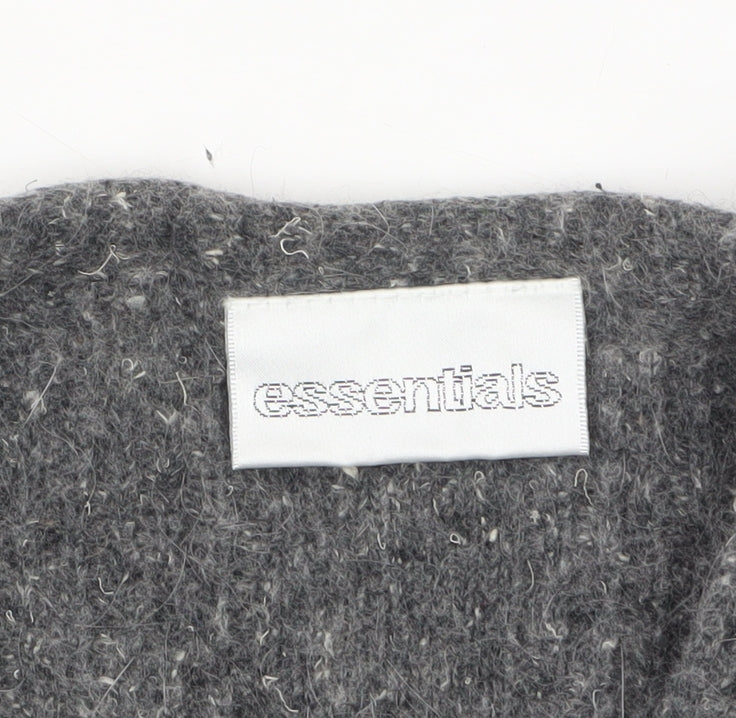 Essentials Women's Grey Angora Silk Blend V-Neck Cardigan Size 10