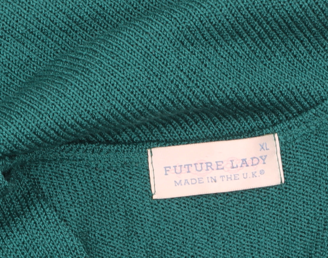 Future Lady Women's Green Sleeveless V-Neck Knit Vest XL
