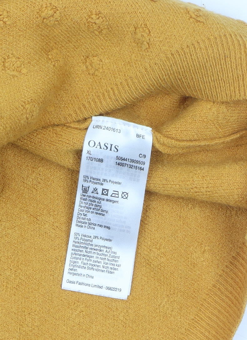 Oasis Women Yellow Knit Pullover Jumper Size XL Crew Neck