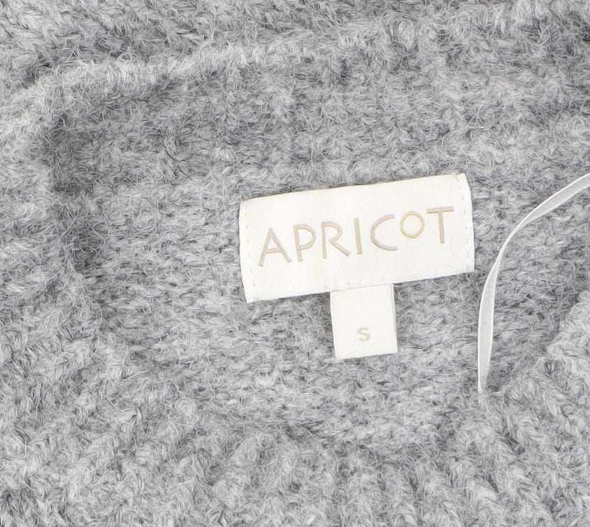 Apricot Women's Grey Mock Neck Chunky Knit Wool Blend Jumper Size S