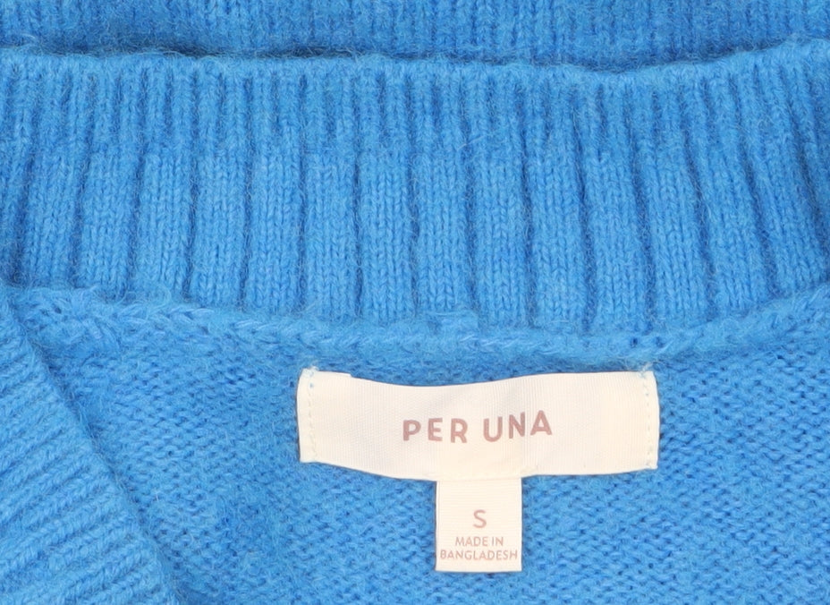 Marks & Spencer Per Una Women’s Blue V-Neck Wool Blend Jumper Size S
