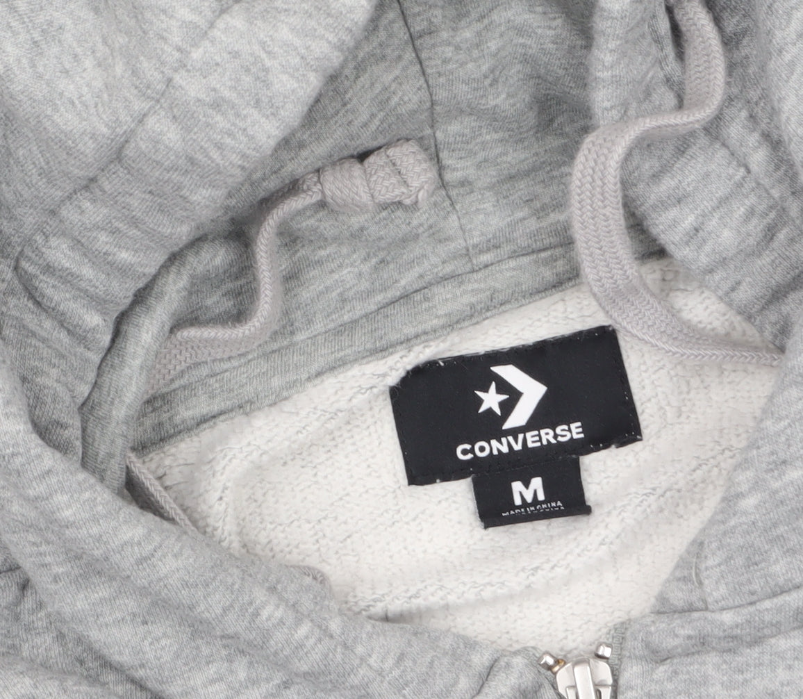 Converse Men's Grey Full Zip Hoodie Medium Cotton Blend