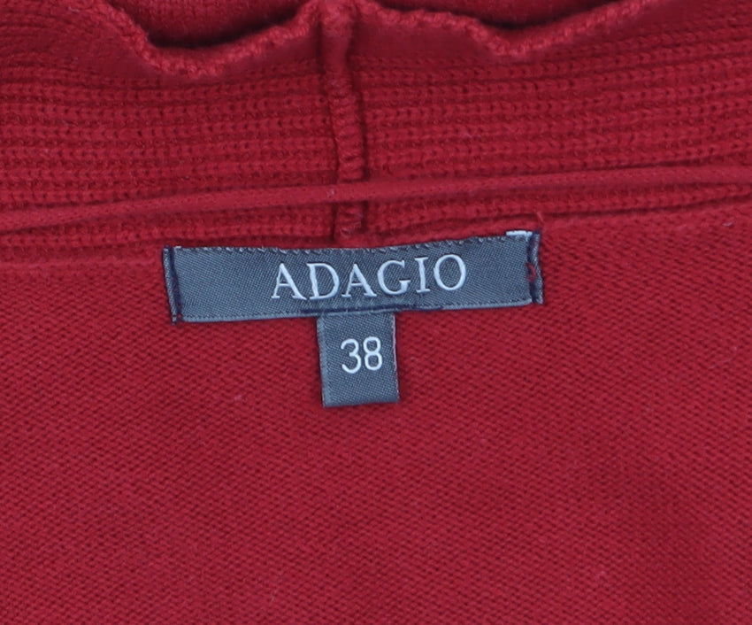Adagio Women's Red V-Neck Cardigan Size 12 Cotton Blend