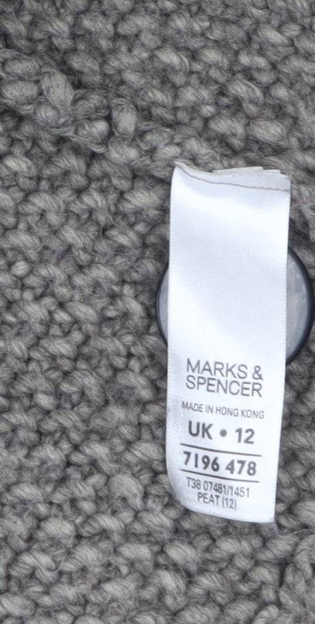 Marks and Spencer Women's Brown Short Sleeve Cable-Knit Cardigan UK 12