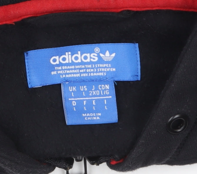 adidas Mens Black Red Full Zip Hoodie L Sportswear Fleece